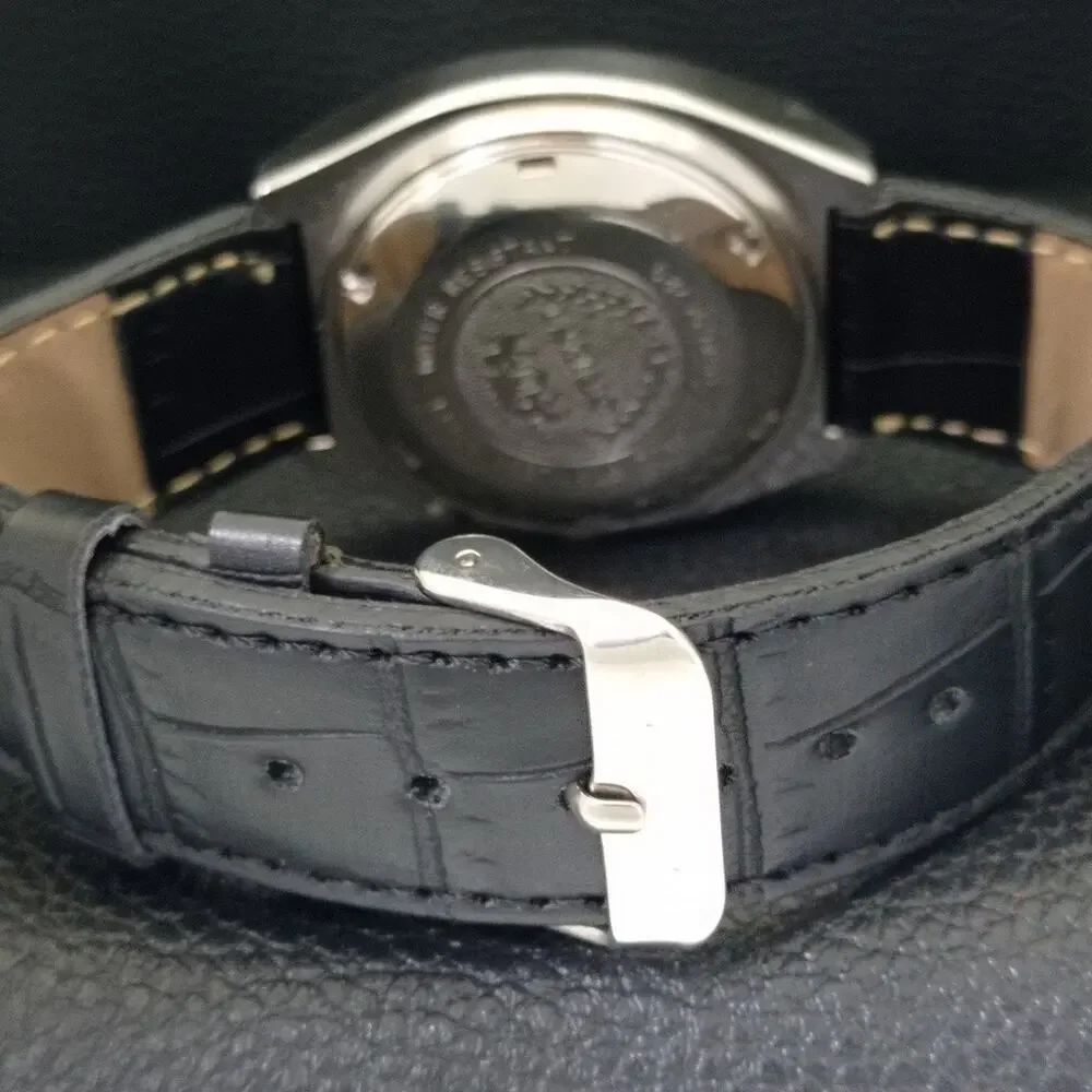 Vintage 1978 Square Orient Automatic Mens Silver Watch W/daydate & Gold accents